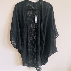 BOBI BLACK Black Sheer Flowy Open Cardigan Beach Cover up